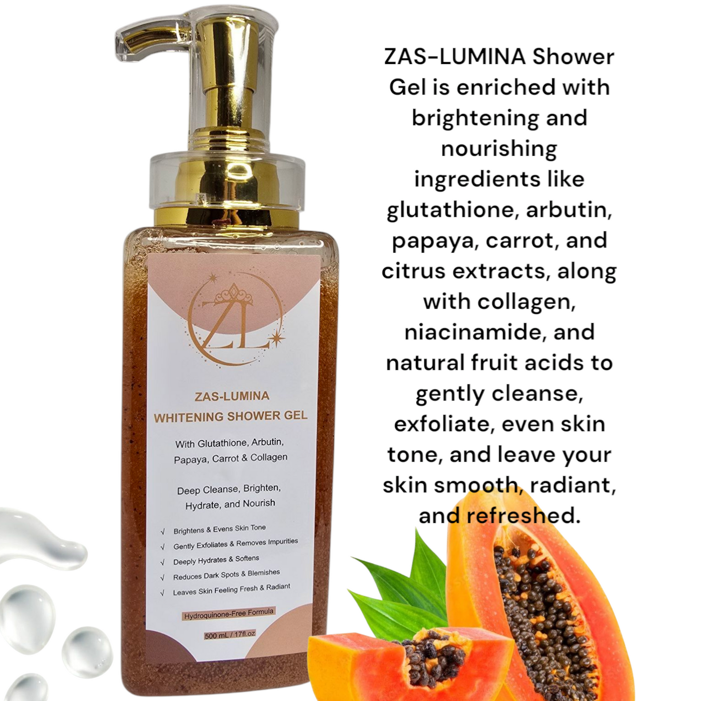 ZAS-LUMINA Glow- boosting, Brightening & Hydrating Body Care.