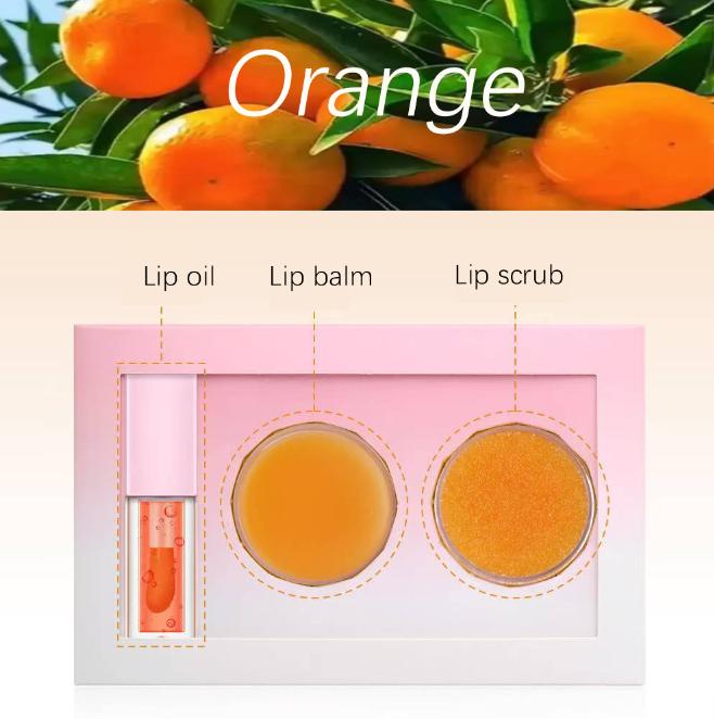 3-in-1 Lip Scrub Set – Strawberry, Vanilla, Orange & Grape Hydrate , Nourish . Smooth – All-Day Lip Love