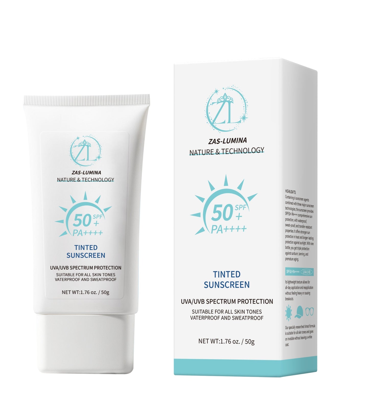 ZAS-LUMINA Tinted Skin Shield – Moisturizing & Sun Protection for All Skin Types and Tones.