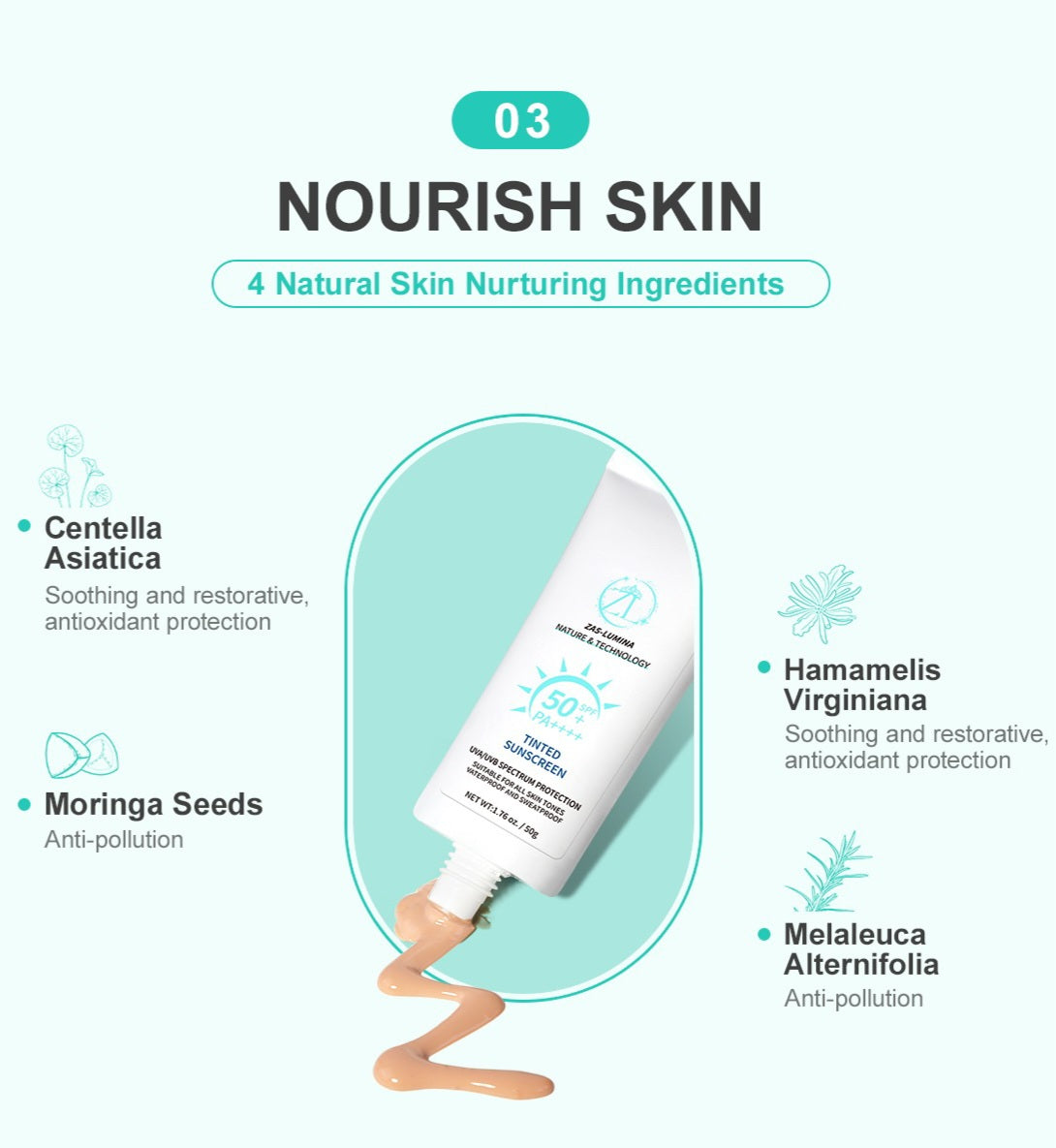 ZAS-LUMINA Tinted Skin Shield – Moisturizing & Sun Protection for All Skin Types and Tones.
