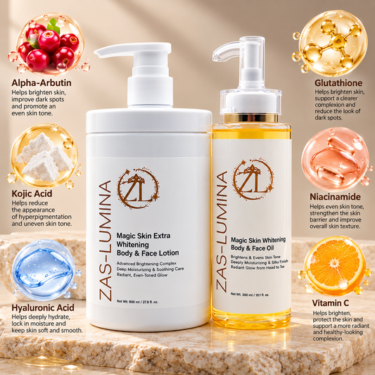 ZAS-LUMINA Magic Skin – Brightening & Moisturizing Body Care Set | Set of Two. 500ml/200ml
