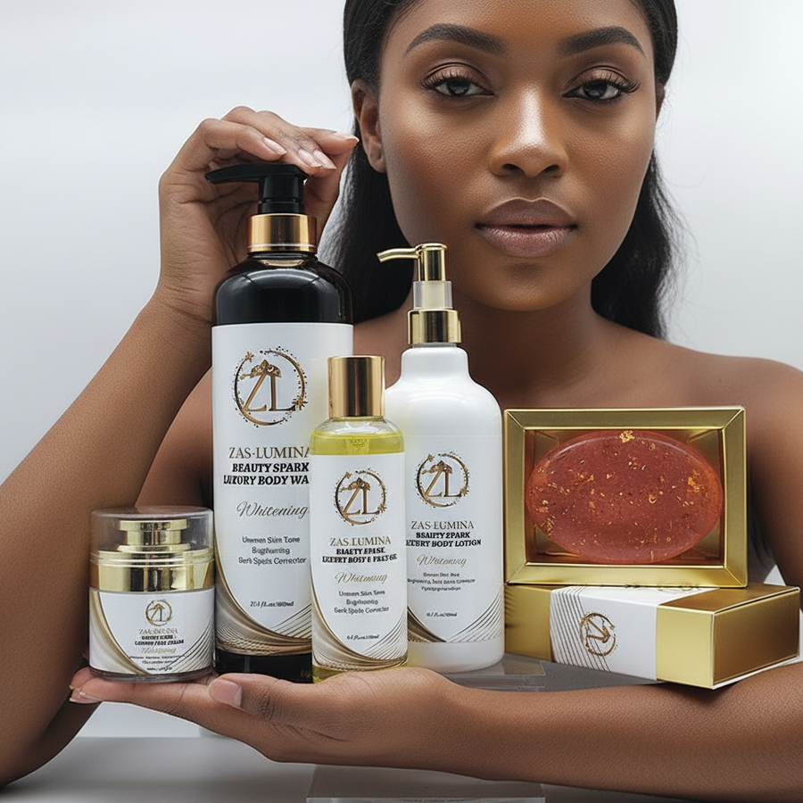 ZAS-LUMINA Beauty Spark Body Lotion – 5-Piece Glow Set For a Balanced, Glowing Complexion / Lightweight, Non-Greasy Moisture