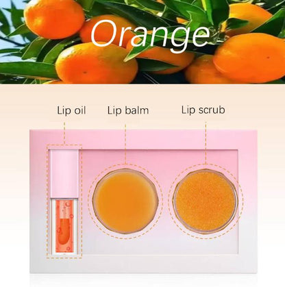 3-in-1 Lip Scrub Set – Strawberry, Vanilla, Orange &amp; Grape  Hydrate , Nourish . Smooth – All-Day Lip Love