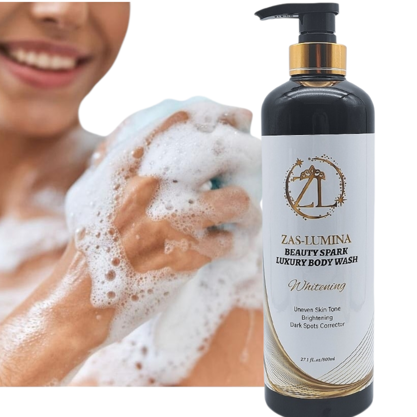 ZAS-LUMINA Beauty Spark Shower Gel. Balanced Glow • Gentle Cleansing • Brightening Care. (33.8 fl oz)