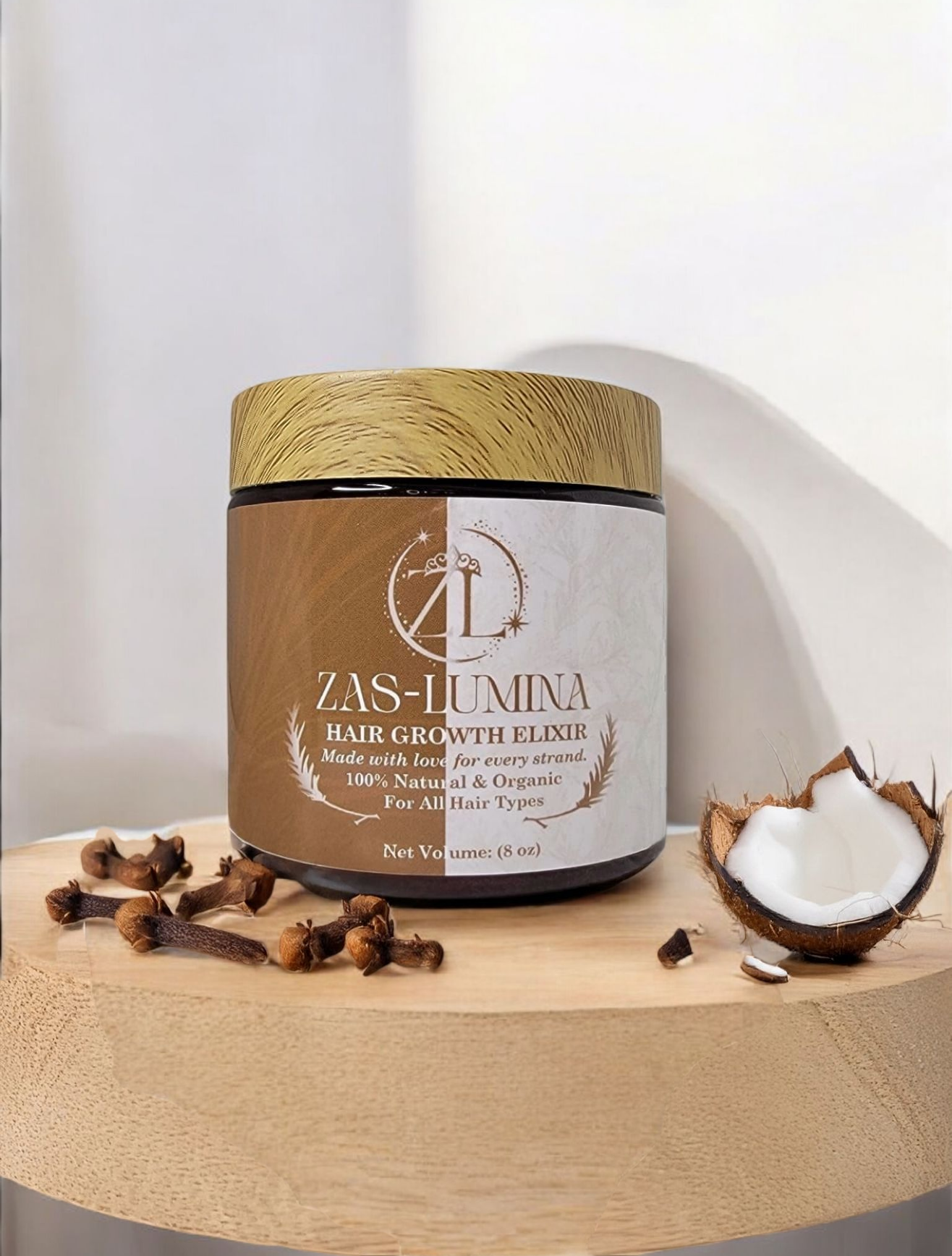 ZAS-LUMINA HAIR GROWTH ELIXIR Stimulates Growth • Seals Moisture • Strengthens Roots.